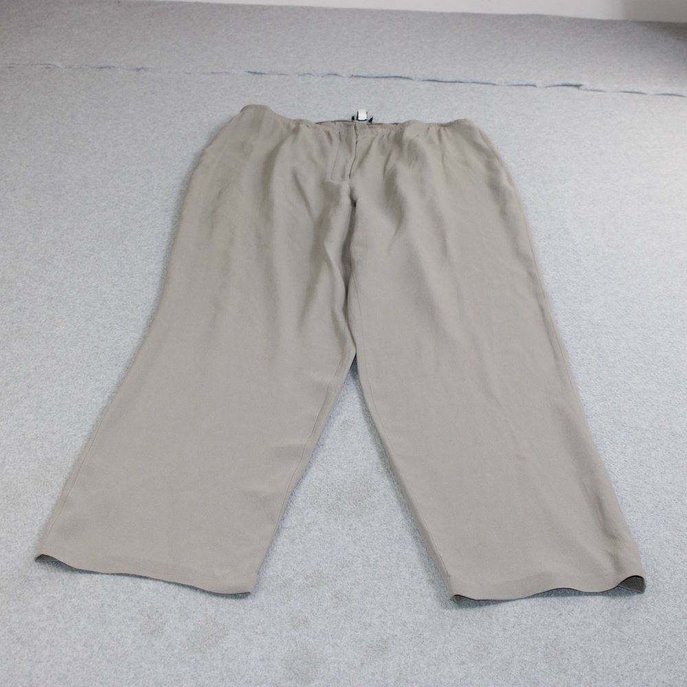 Eileen Fisher Silk Pants Women Medium Beige Wide Leg Pull On Relaxed Classic